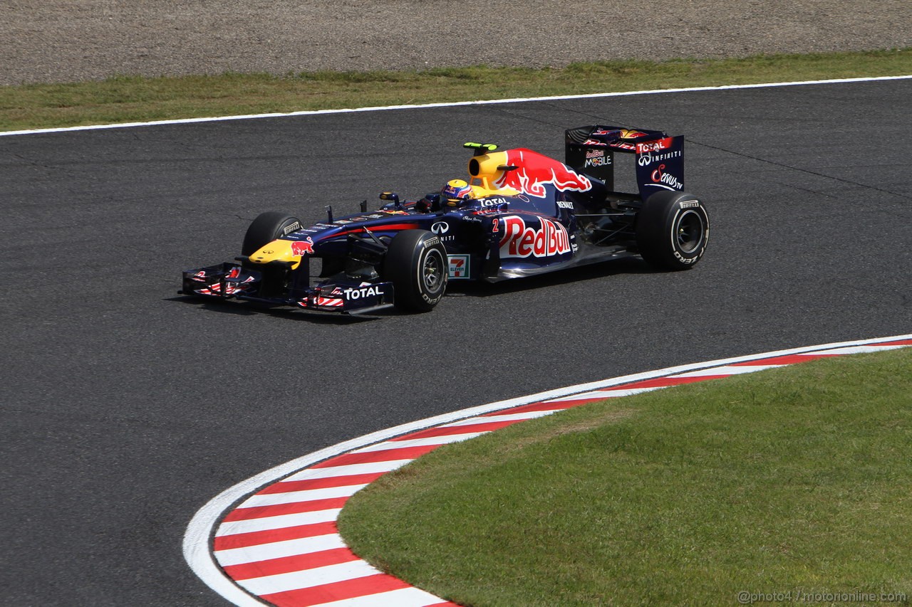 GP GIAPPONE, 08.10.2011- Prove Libere 3, Sabato, Mark Webber (AUS), Red Bull Racing, RB7