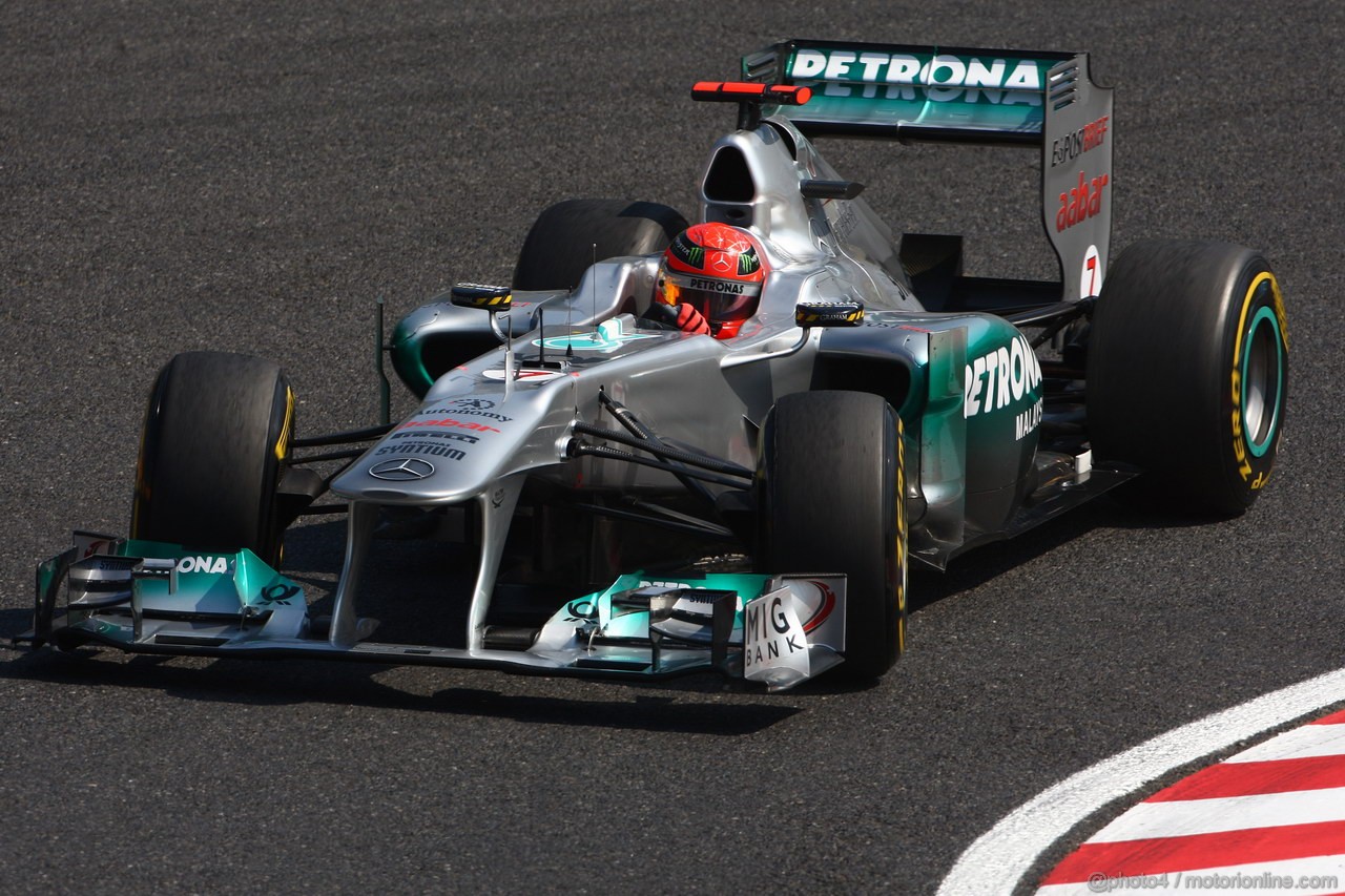 GP GIAPPONE, 08.10.2011- Prove Libere 3, Sabato, Michael Schumacher (GER), Mercedes GP Petronas F1 Team, MGP W02 