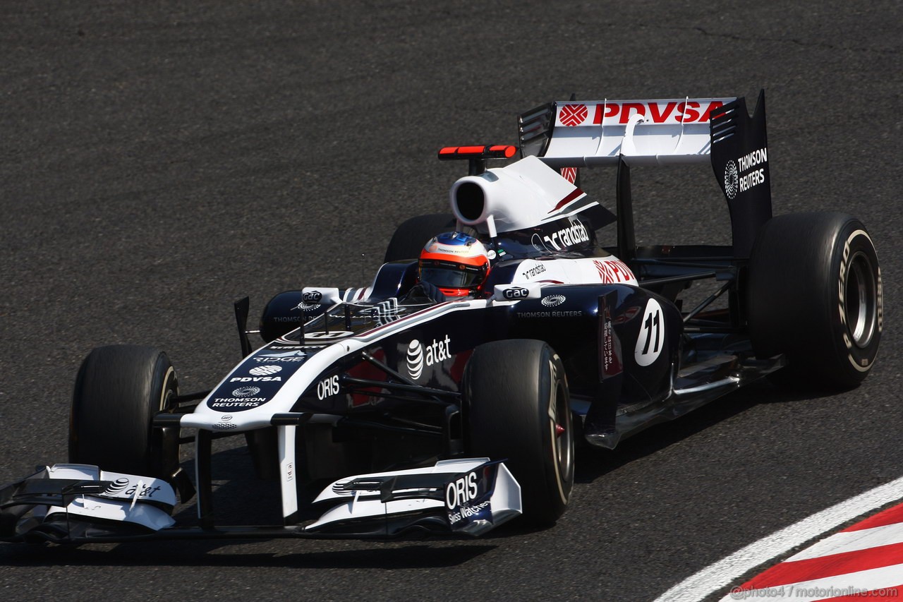 GP GIAPPONE, 08.10.2011- Prove Libere 3, Sabato, Rubens Barrichello (BRA), Williams FW33 