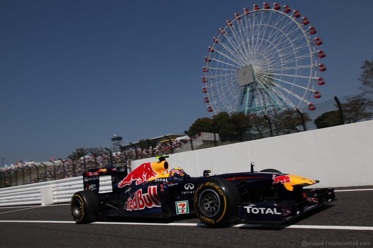 GP GIAPPONE, 08.10.2011- Prove Libere 3, Sabato, Mark Webber (AUS), Red Bull Racing, RB7 