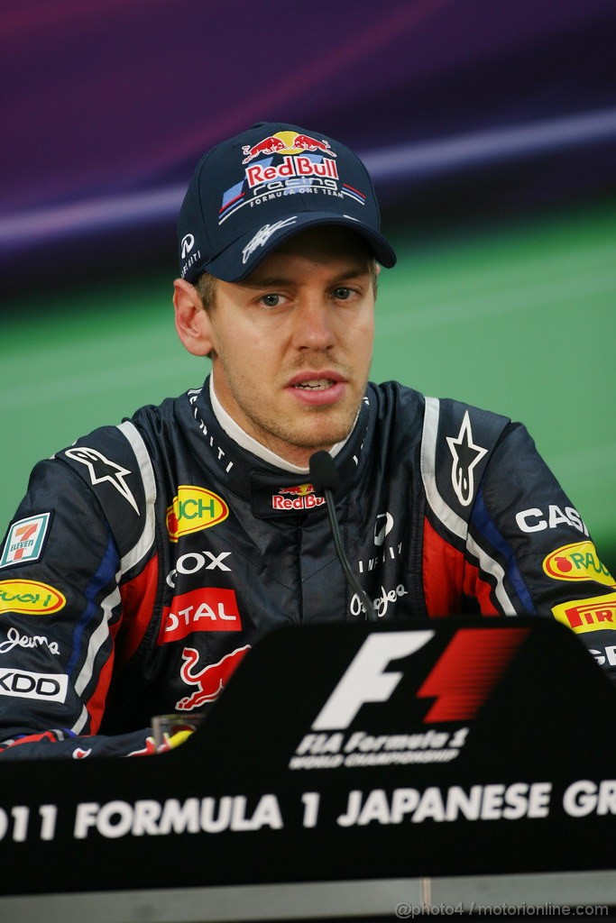 GP GIAPPONE, 08.10.2011- Qualifiche, Conferenza Stampa, Sebastian Vettel (GER), Red Bull Racing, RB7 pole position