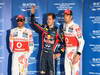 GP GIAPPONE, 08.10.2011- Qualifiche, Sebastian Vettel (GER), Red Bull Racing, RB7 pole position, Jenson Button (GBR), McLaren Mercedes, MP4-26 secondo e Lewis Hamilton (GBR), McLaren Mercedes, MP4-26 terzo
