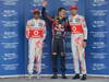 GP GIAPPONE, 08.10.2011- Qualifiche, Sebastian Vettel (GER), Red Bull Racing, RB7 pole position, Jenson Button (GBR), McLaren  Mercedes, MP4-26 secondo e Lewis Hamilton (GBR), McLaren  Mercedes, MP4-26 terzo 