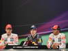 GP GIAPPONE, 08.10.2011- Qualifiche, Conferenza Stampa, Sebastian Vettel (GER), Red Bull Racing, RB7 pole position, Jenson Button (GBR), McLaren Mercedes, MP4-26 secondo e Lewis Hamilton (GBR), McLaren Mercedes, MP4-26 terzo