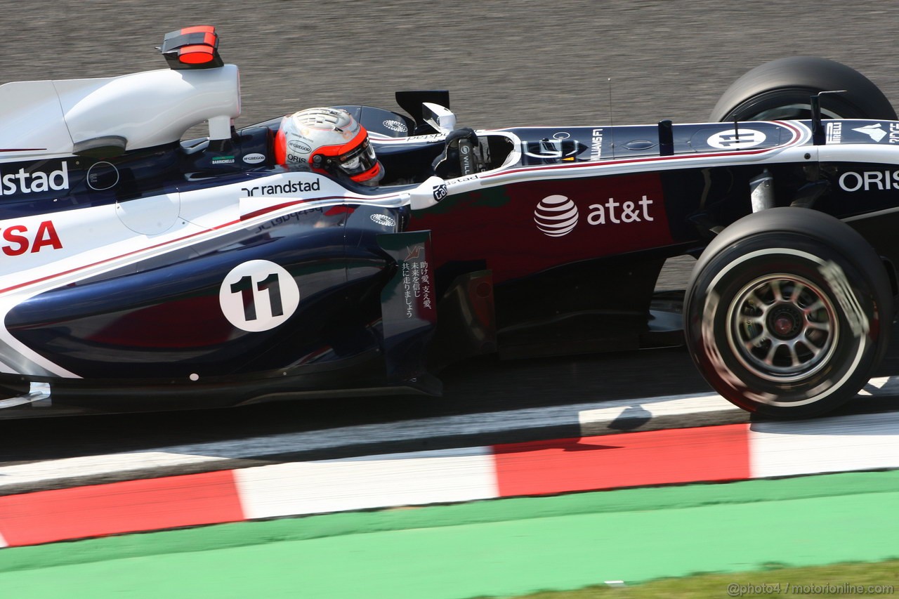 GP GIAPPONE, 07.10.2011- Prove Libere 1, Venerdi', Rubens Barrichello (BRA), Williams FW33 