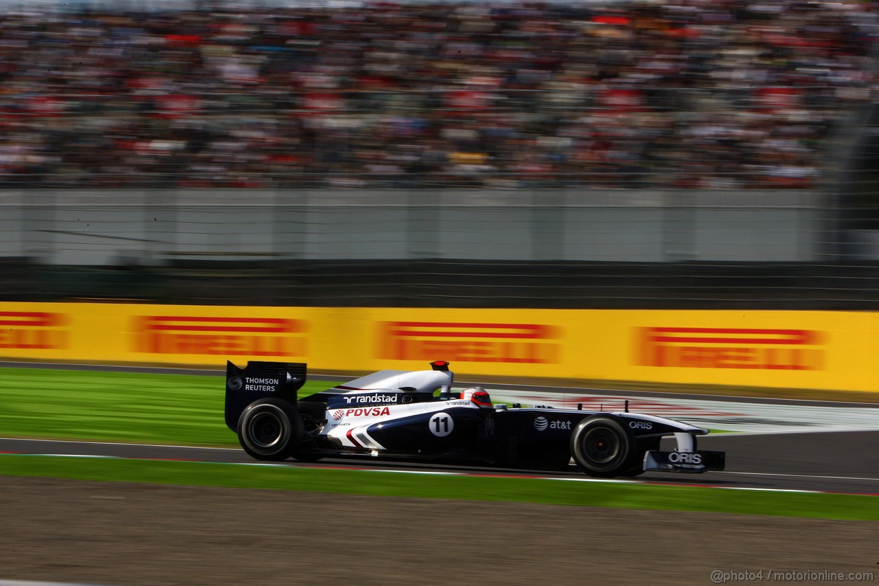 GP GIAPPONE, 07.10.2011- Prove Libere 2, Venerdi', Rubens Barrichello (BRA), Williams FW33 