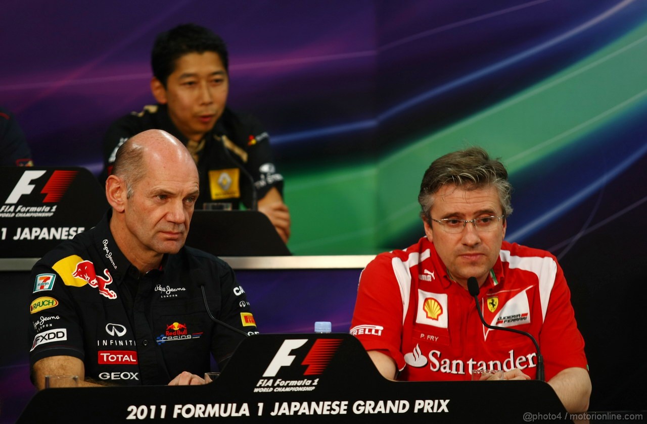 GP GIAPPONE, 07.10.2011- Conferenza Stampa, Adrian Newey (GBR), Red Bull Racing , Technical Operations Director e Pat Fry (GBR), Technical Director (Chassis), Ferrari 