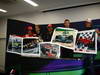 GP GIAPPONE, 07.10.2011- The 5 world champions with signed photos commissioned by Bernie Ecclestone (GBR) to then be put up for auction to raise money for the Japanese disaster, Jenson Button (GBR), McLaren  Mercedes, MP4-26, Fernando Alonso (ESP), Ferrari, F-150 Italia, Michael Schumacher (GER), Mercedes GP Petronas F1 Team, MGP W02, Sebastian Vettel (GER), Red Bull Racing, RB7 e Lewis Hamilton (GBR), McLaren  Mercedes, MP4-26