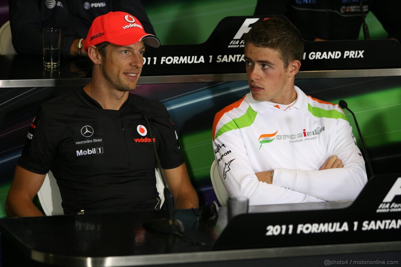 GP GRAN BRETAGNA, 07.07.2011- Conferenza Stampa, Jenson Button (GBR), McLaren  Mercedes, MP4-26 e Paul di Resta (GBR) Force India VJM04 