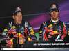GP GRAN BRETAGNA, 09.07.2011- Qualifiche, Conferenza Stampa, Sebastian Vettel (GER), Red Bull Racing, RB7 e Mark Webber (AUS), Red Bull Racing, RB7 