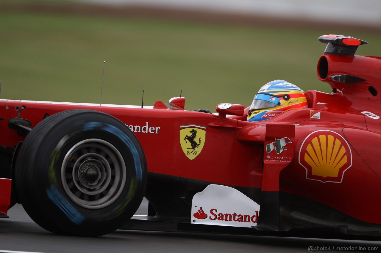 GP GRAN BRETAGNA, 08.07.2011- Prove Libere 1, Venerdi', Fernando Alonso (ESP), Ferrari, F-150 Italia 