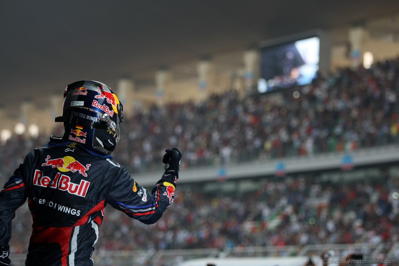 GP INDIA, Podium – 1st Sebastian Vettel (GER), Red Bull Racing, 2nd Jenson Button (GBR), McLaren Mercedes, 3rd Fernando Alonso (ESP), Ferrari & Adrian Newey (GBR), Red Bull Racing, Technical Operations