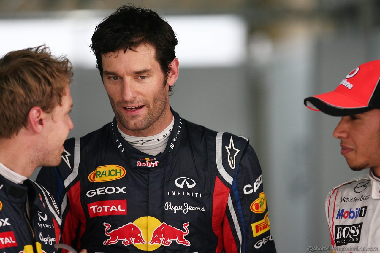 GP INDIA, Qualifiche � 1st Sebastian Vettel (GER), Red Bull Racing, 2nd Lewis Hamilton (GBR), McLaren Mercedes & 3rd Mark Webber (AUS), Red Bull Racing