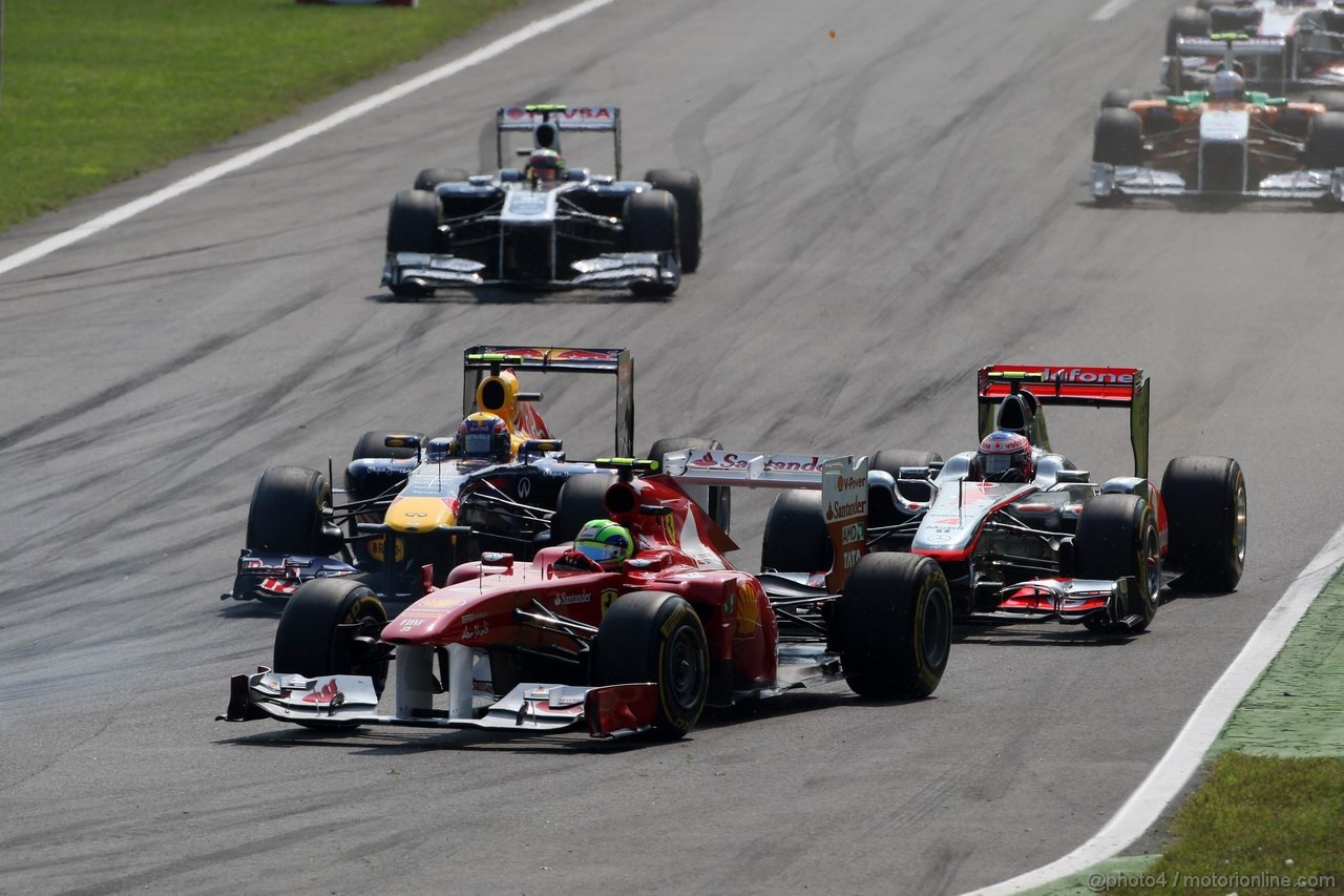 GP ITALIA, 11.09.2011- Gara, Felipe Massa (BRA), Ferrari, F-150 Italia, Mark Webber (AUS), Red Bull Racing, RB7 e Jenson Button (GBR), McLaren  Mercedes, MP4-26 