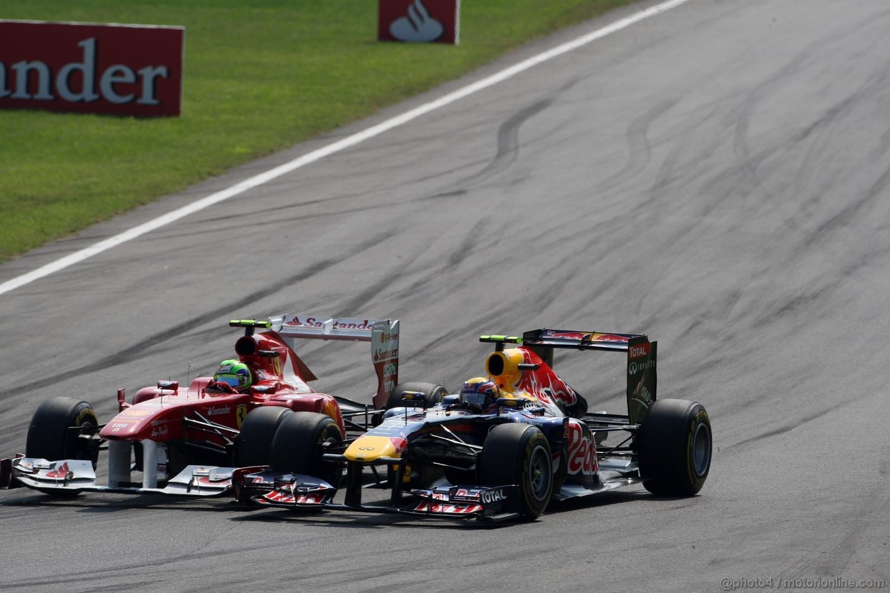 GP ITALIA, 11.09.2011- Gara, Felipe Massa (BRA), Ferrari, F-150 Italia e Mark Webber (AUS), Red Bull Racing, RB7 