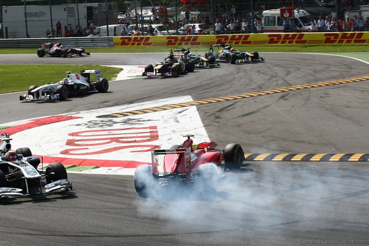 GP ITALIA, 11.09.2011- Gara, Felipe Massa (BRA), Ferrari, F-150 Italia spins