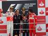 GP ITALIA, 11.09.2011- Gara, Sebastian Vettel (GER), Red Bull Racing, RB7 vincitore, Jenson Button (GBR), McLaren  Mercedes, MP4-26 secondo e Fernando Alonso (ESP), Ferrari, F-150 Italia terzo 