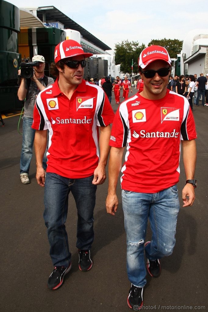GP ITALIA, 08.09.2011- Fernando Alonso (ESP), Ferrari, F-150 Italia e Felipe Massa (BRA), Ferrari, F-150 Italia 