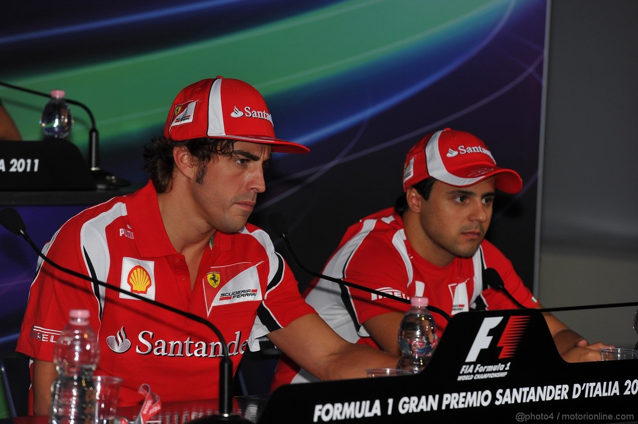GP ITALIA, 08.09.2011- Conferenza Stampa, Fernando Alonso (ESP), Ferrari, F-150 Italia e Felipe Massa (BRA), Ferrari, F-150 Italia 