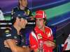 GP ITALIA, 08.09.2011- Conferenza Stampa, Mark Webber (AUS), Red Bull Racing, RB7 e Fernando Alonso (ESP), Ferrari, F-150 Italia 