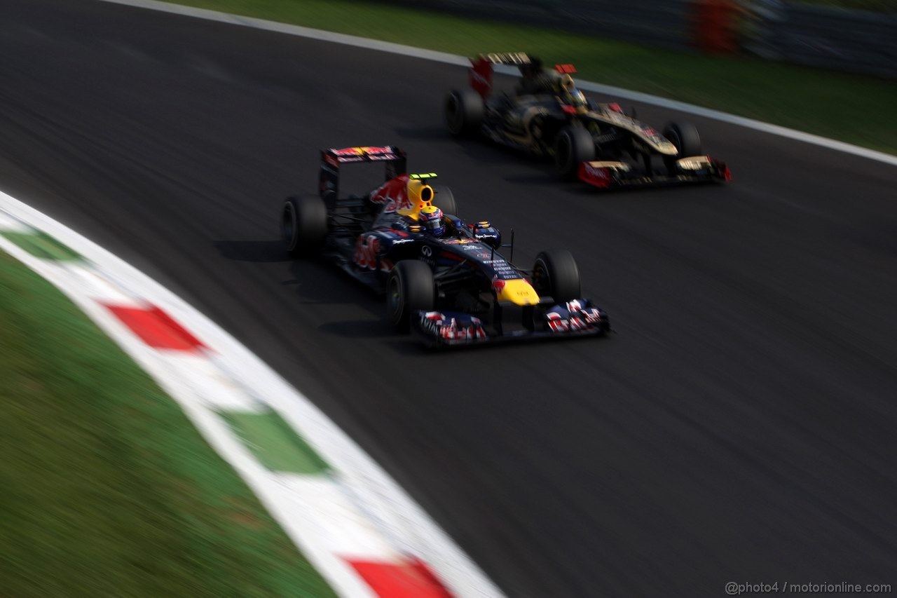 GP ITALIA, 10.09.2011- Prove Libere 3, Sabato, Mark Webber (AUS), Red Bull Racing, RB7 e Sébastien Buemi (SUI), Scuderia Toro Rosso, STR6