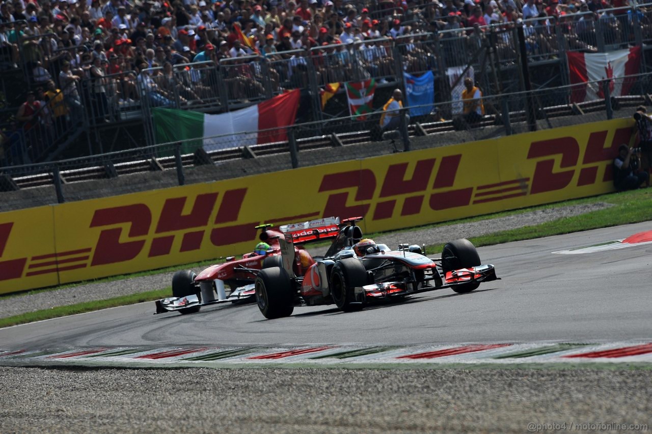 GP ITALIA, 10.09.2011- Qualifiche, Lewis Hamilton (GBR), McLaren  Mercedes, MP4-26 e Felipe Massa (BRA), Ferrari, F-150 Italia 
