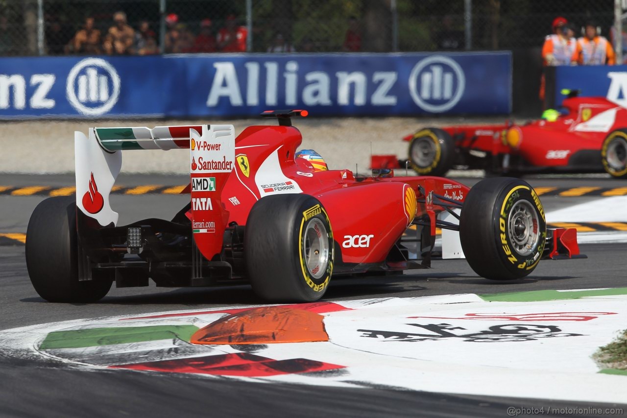 GP ITALIA, 10.09.2011- Qualifiche, Fernando Alonso (ESP), Ferrari, F-150 Italia e Felipe Massa (BRA), Ferrari, F-150 Italia 