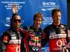 GP ITALIA, 10.09.2011- Qualifiche, Sebastian Vettel (GER), Red Bull Racing, RB7 pole position, Lewis Hamilton (GBR), McLaren  Mercedes, MP4-26 secondo e Jenson Button (GBR), McLaren  Mercedes, MP4-26 terzo 