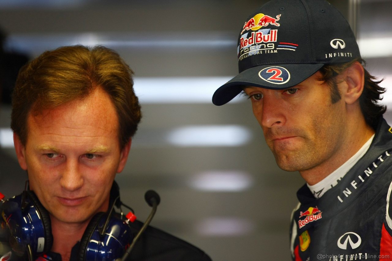 GP ITALIA, 09.09.2011- Prove Libere 1, Venerdi', Christian Horner (GBR), Red Bull Racing, Sporting Director e Mark Webber (AUS), Red Bull Racing, RB7 