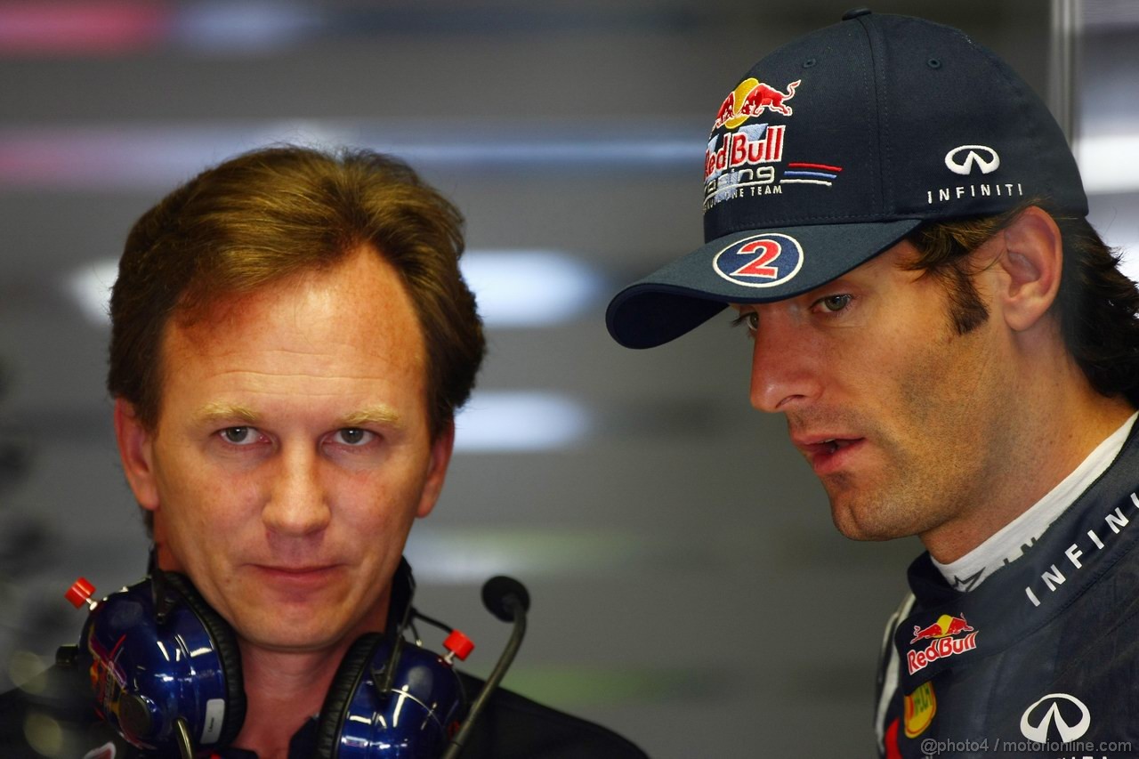 GP ITALIA, 09.09.2011- Prove Libere 1, Venerdi', Christian Horner (GBR), Red Bull Racing, Sporting Director e Mark Webber (AUS), Red Bull Racing, RB7