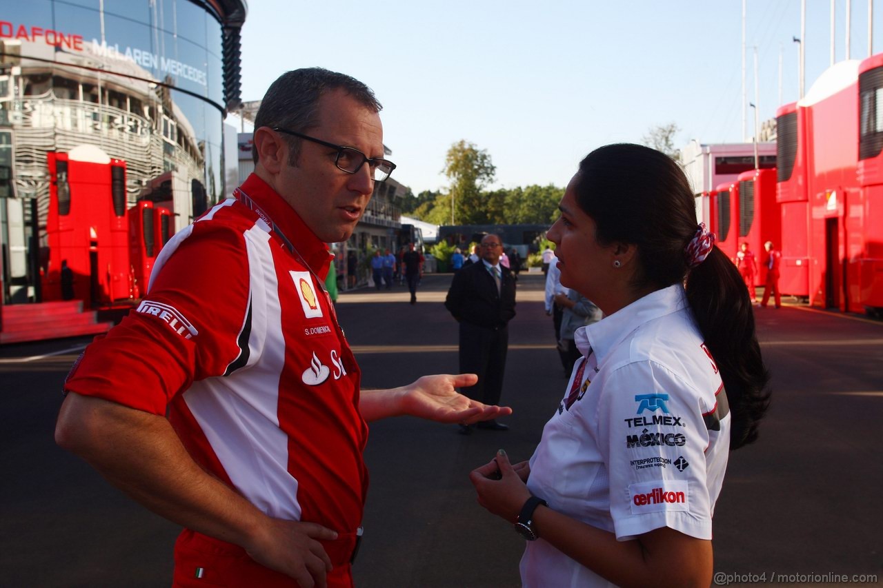 GP ITALIA, 09.09.2011- Prove Libere 1, Venerdi', Stefano Domenicali (ITA), Team Principal e Monisha Kaltenborn (AUT), Managing director Sauber F1 Team 