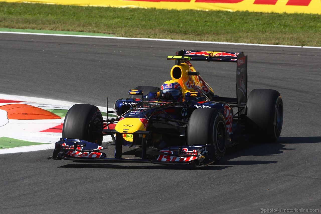 GP ITALIA, 09.09.2011- Prove Libere 1, Venerdi', Mark Webber (AUS), Red Bull Racing, RB7 