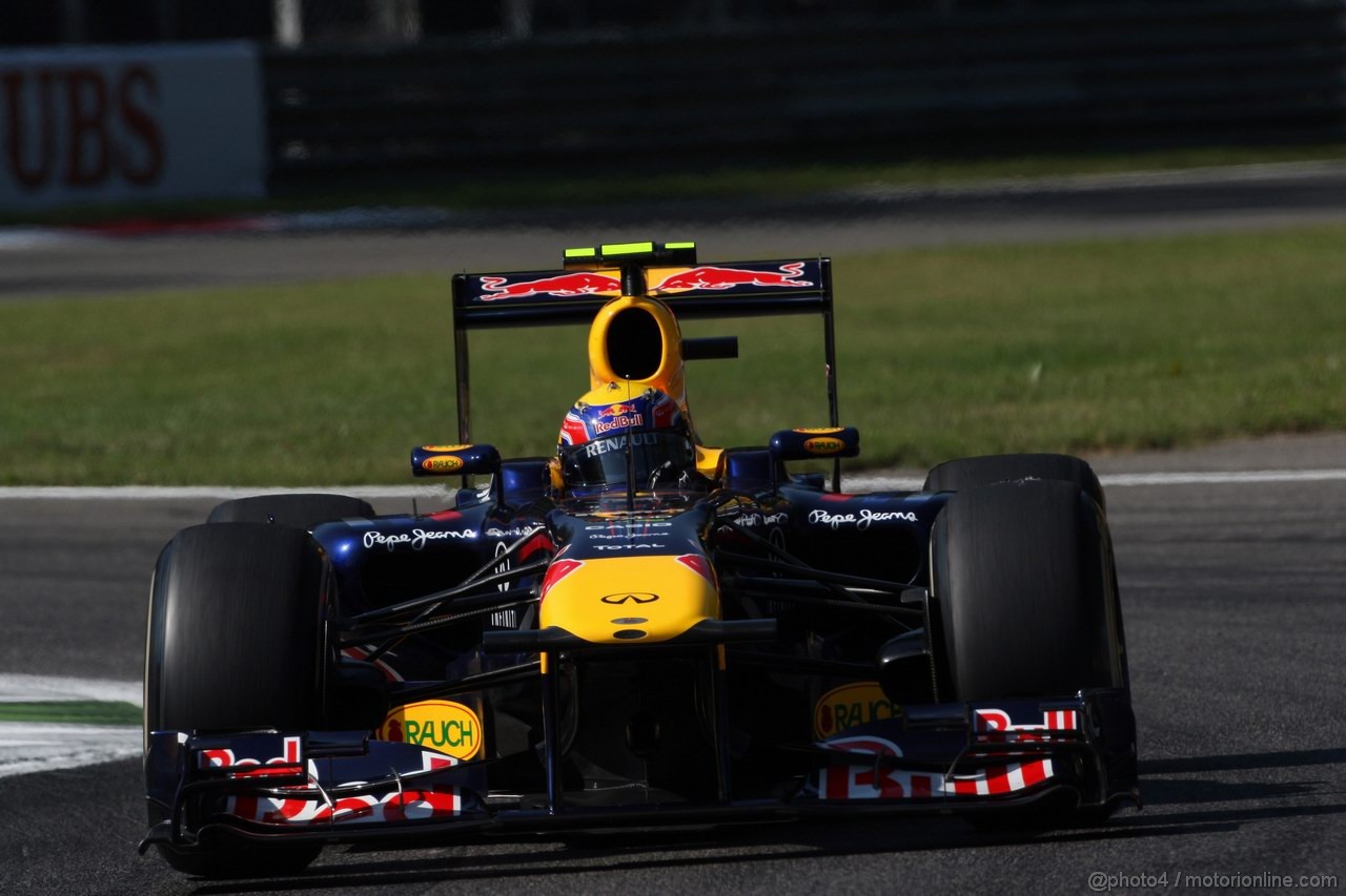 GP ITALIA, 09.09.2011- Prove Libere 1, Venerdi', Mark Webber (AUS), Red Bull Racing, RB7 
