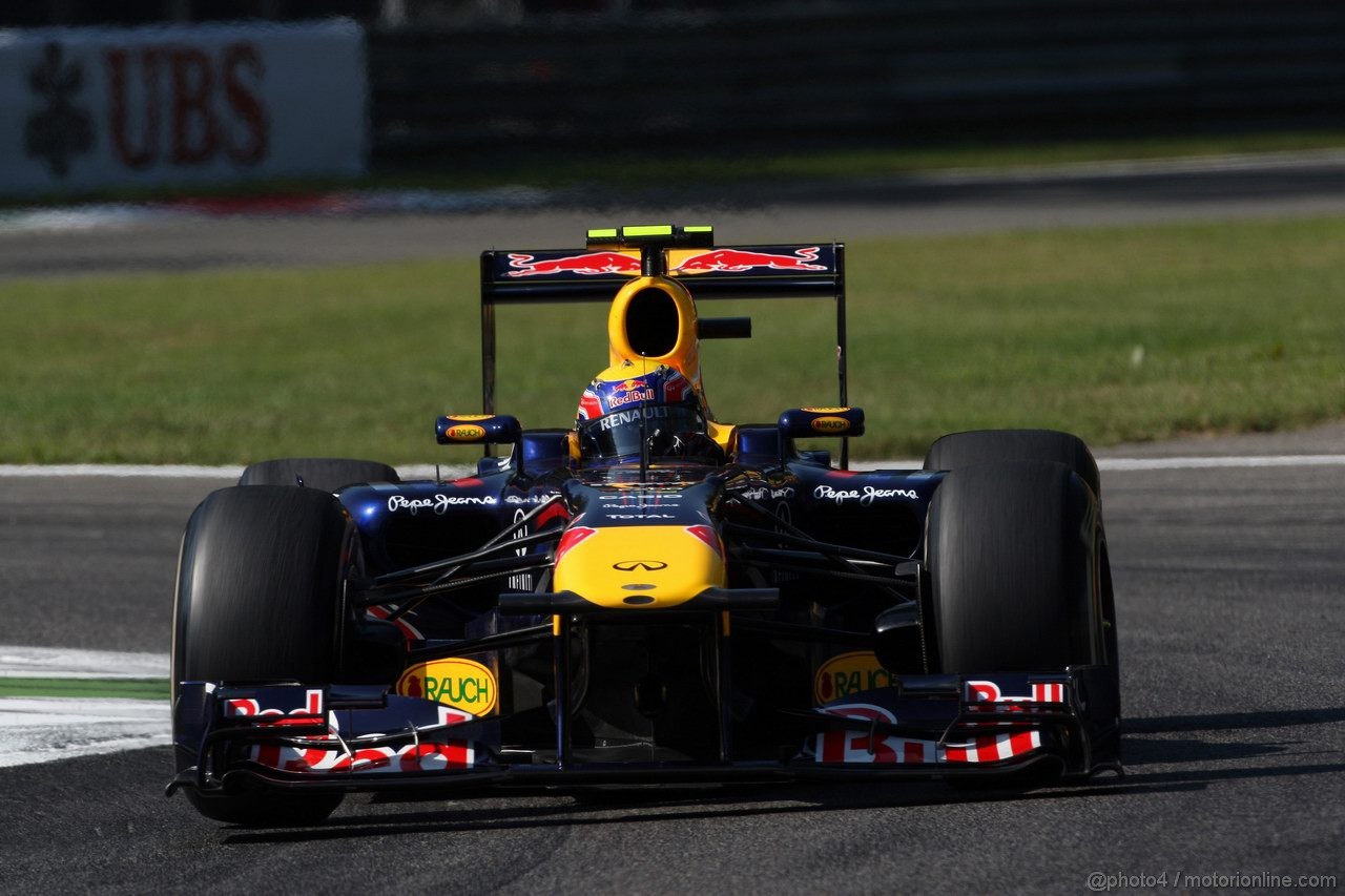 GP ITALIA, 09.09.2011- Prove Libere 1, Venerdi', Mark Webber (AUS), Red Bull Racing, RB7 