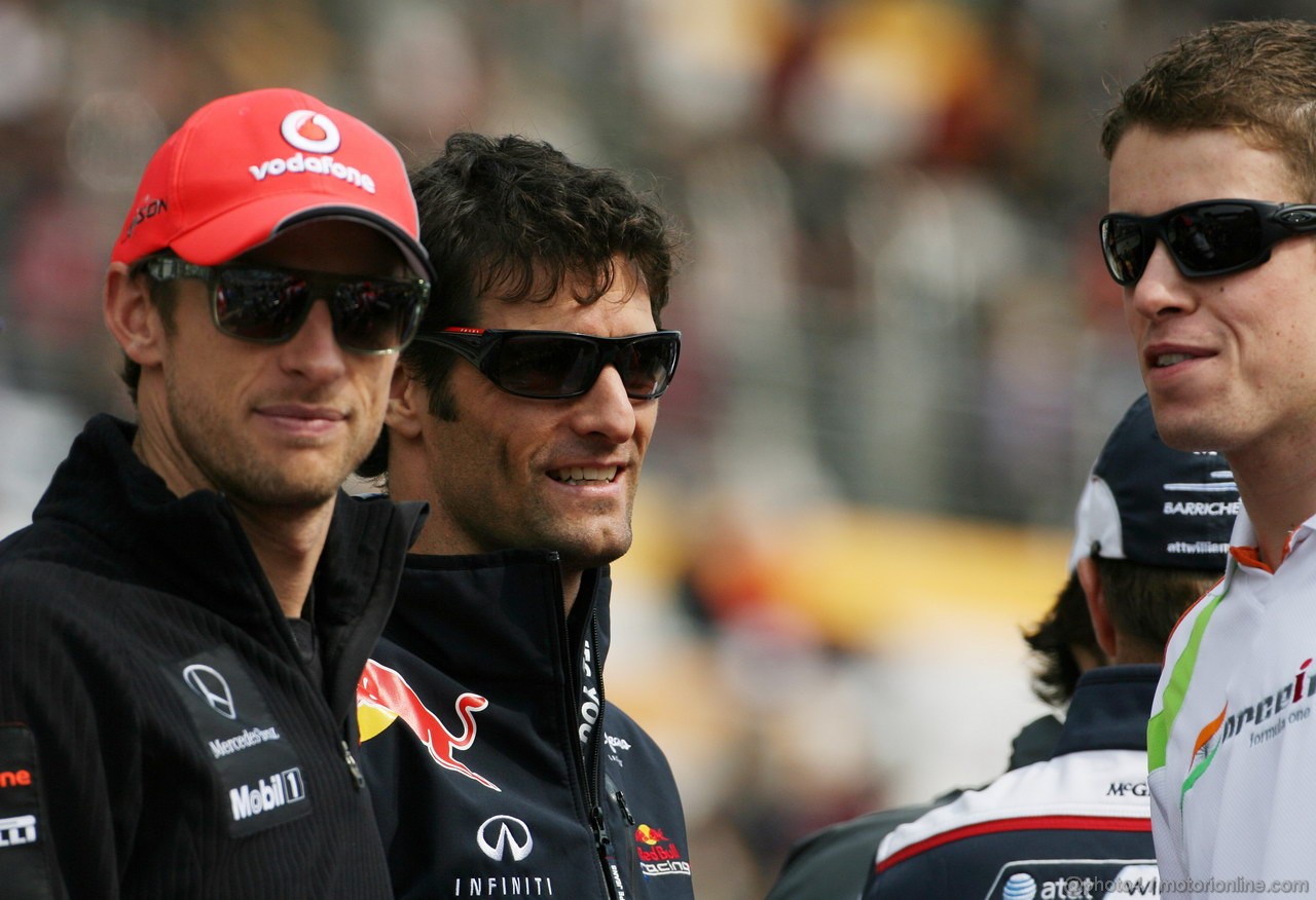 GP KOREA, 16.10.2011- Jenson Button (GBR), McLaren  Mercedes, MP4-26, Mark Webber (AUS), Red Bull Racing, RB7 e Paul di Resta (GBR) Force India VJM04 