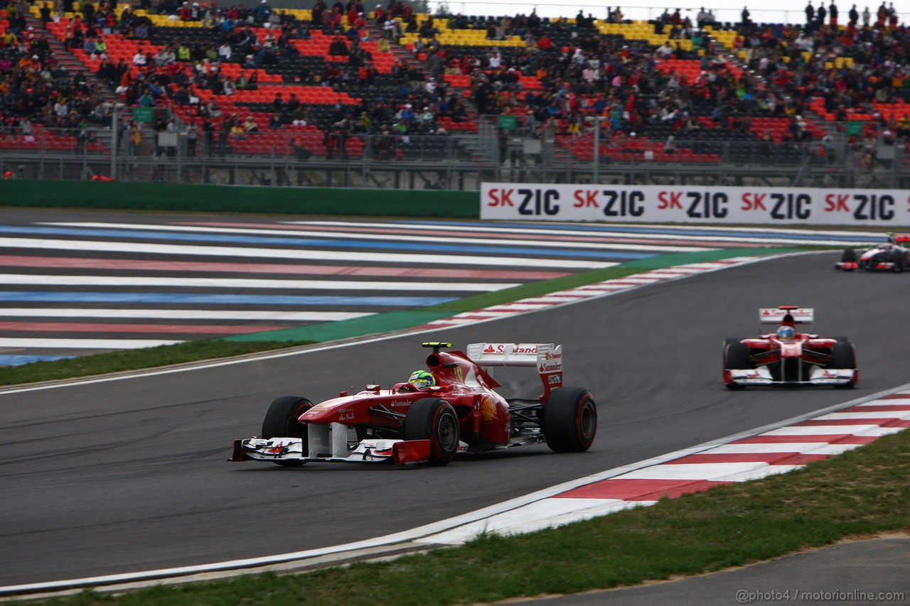 GP KOREA, 16.10.2011- Gara, Felipe Massa (BRA), Ferrari, F-150 Italia e Fernando Alonso (ESP), Ferrari, F-150 Italia 