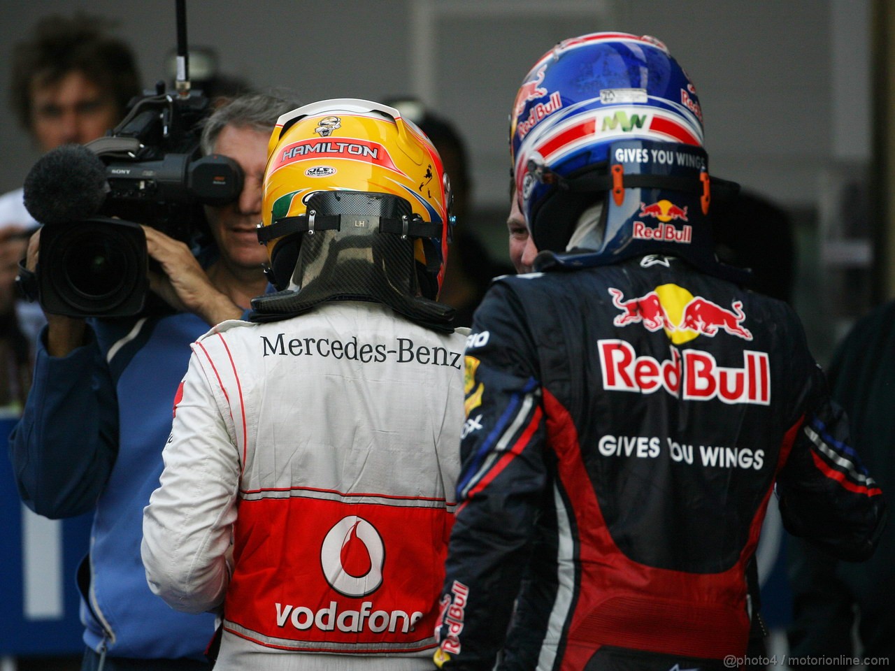 GP KOREA, 16.10.2011- Gara, Lewis Hamilton (GBR), McLaren  Mercedes, MP4-26 secondo e Mark Webber (AUS), Red Bull Racing, RB7 terzo 