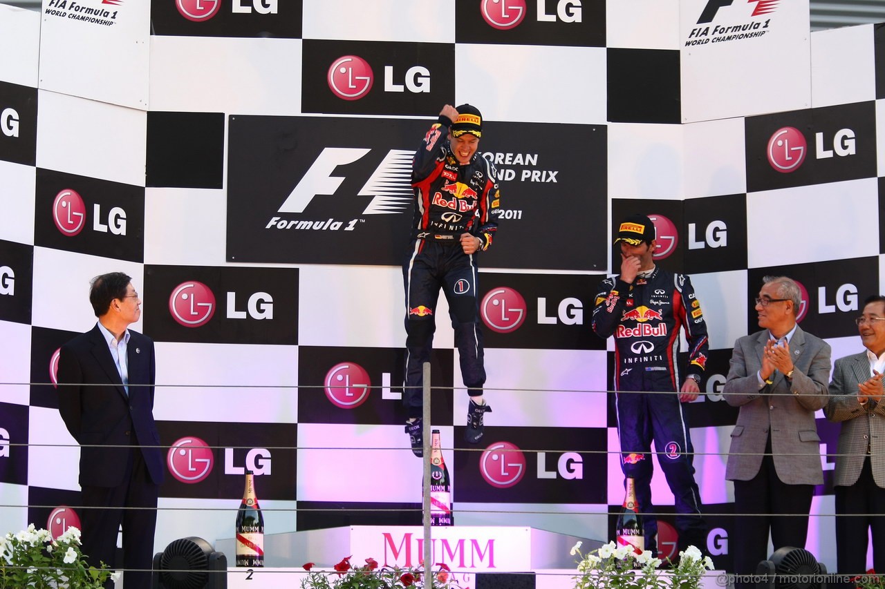 GP KOREA, 16.10.2011- Gara, Sebastian Vettel (GER), Red Bull Racing, RB7 vincitore 