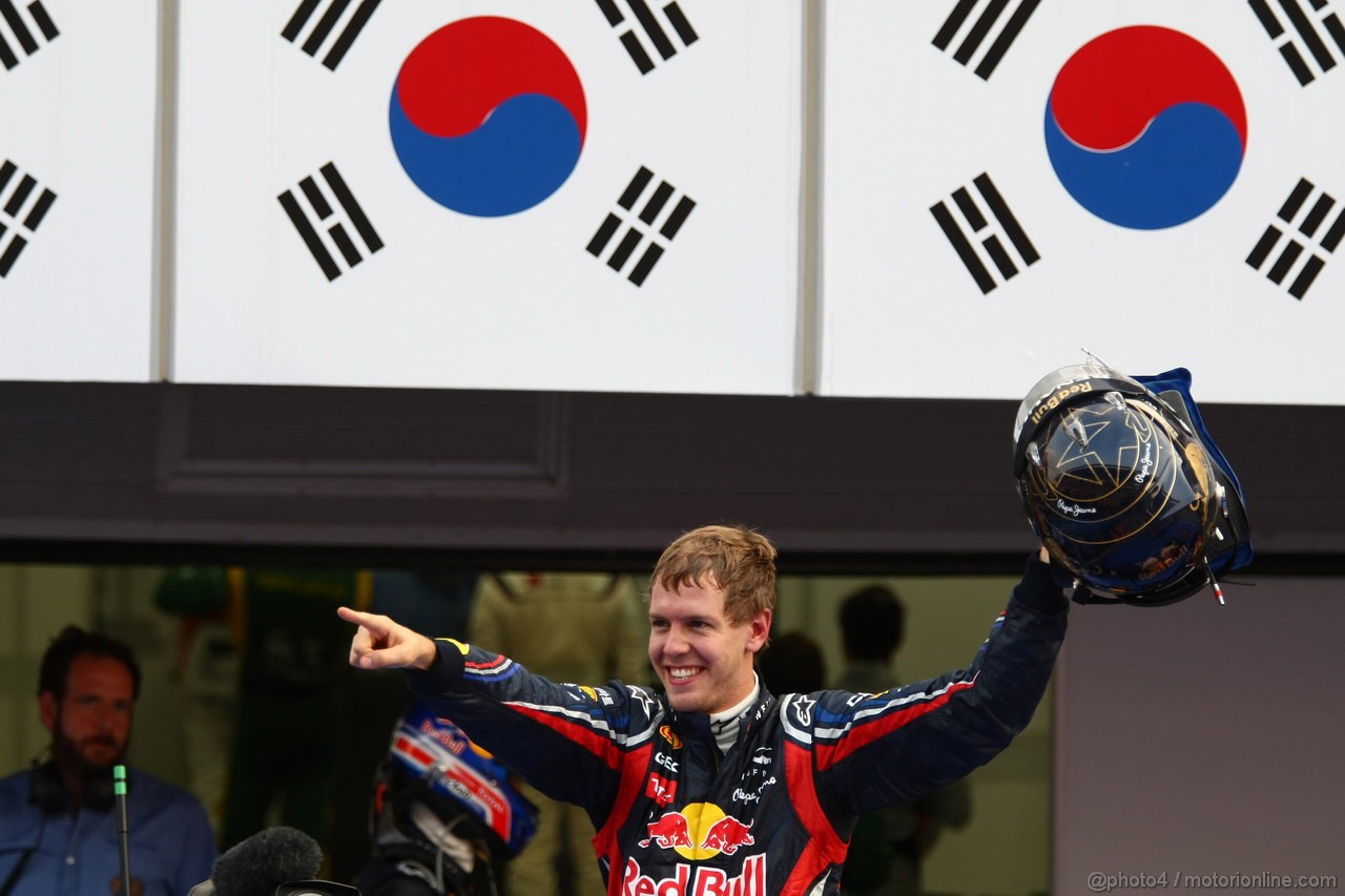 GP KOREA, 16.10.2011- Gara, Sebastian Vettel (GER), Red Bull Racing, RB7 vincitore 