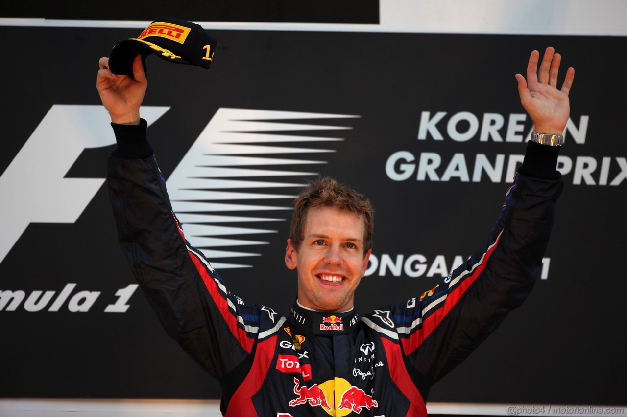 GP KOREA, 16.10.2011- Gara, Sebastian Vettel (GER), Red Bull Racing, RB7 vincitore 