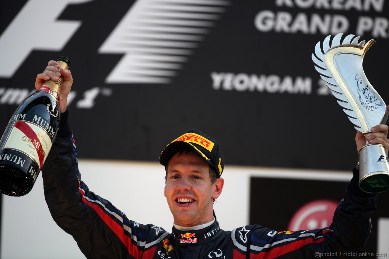 GP KOREA, 16.10.2011- Gara, Sebastian Vettel (GER), Red Bull Racing, RB7 vincitore 
