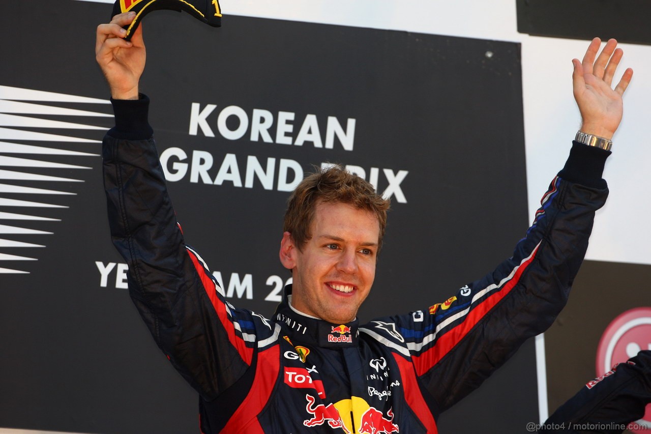 GP KOREA, 16.10.2011- Gara, Sebastian Vettel (GER), Red Bull Racing, RB7 vincitore 