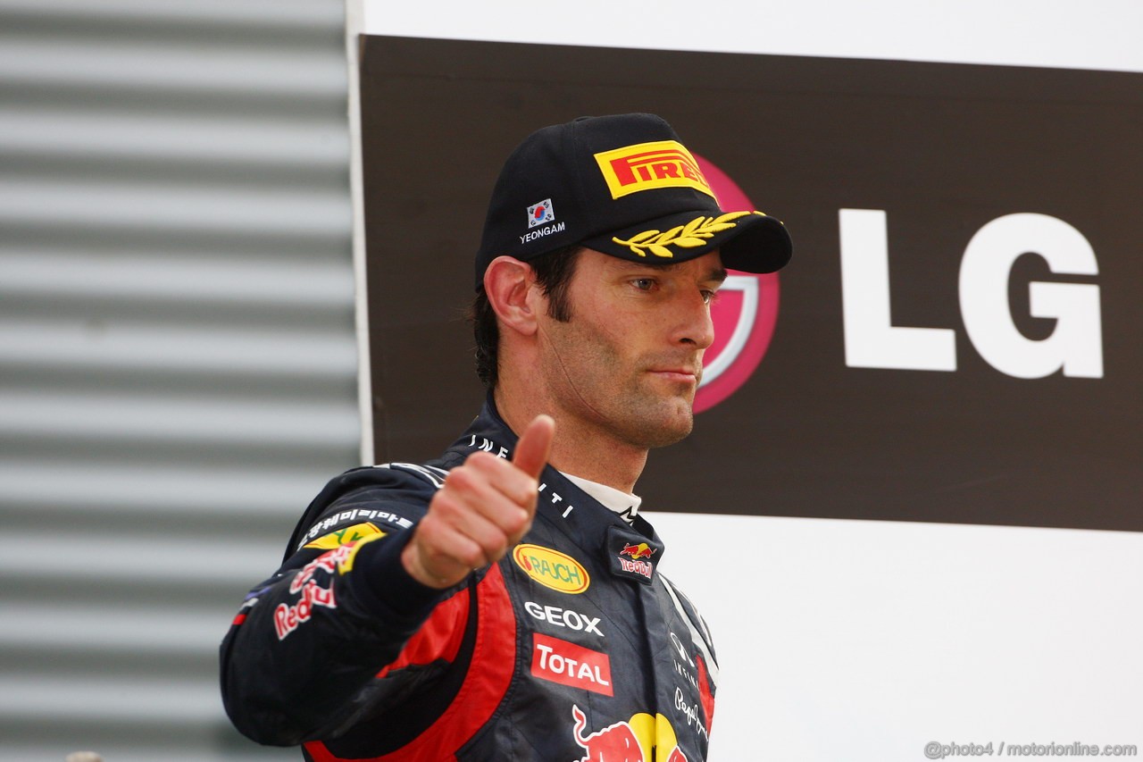 GP KOREA, 16.10.2011- Gara, Mark Webber (AUS), Red Bull Racing, RB7 terzo 