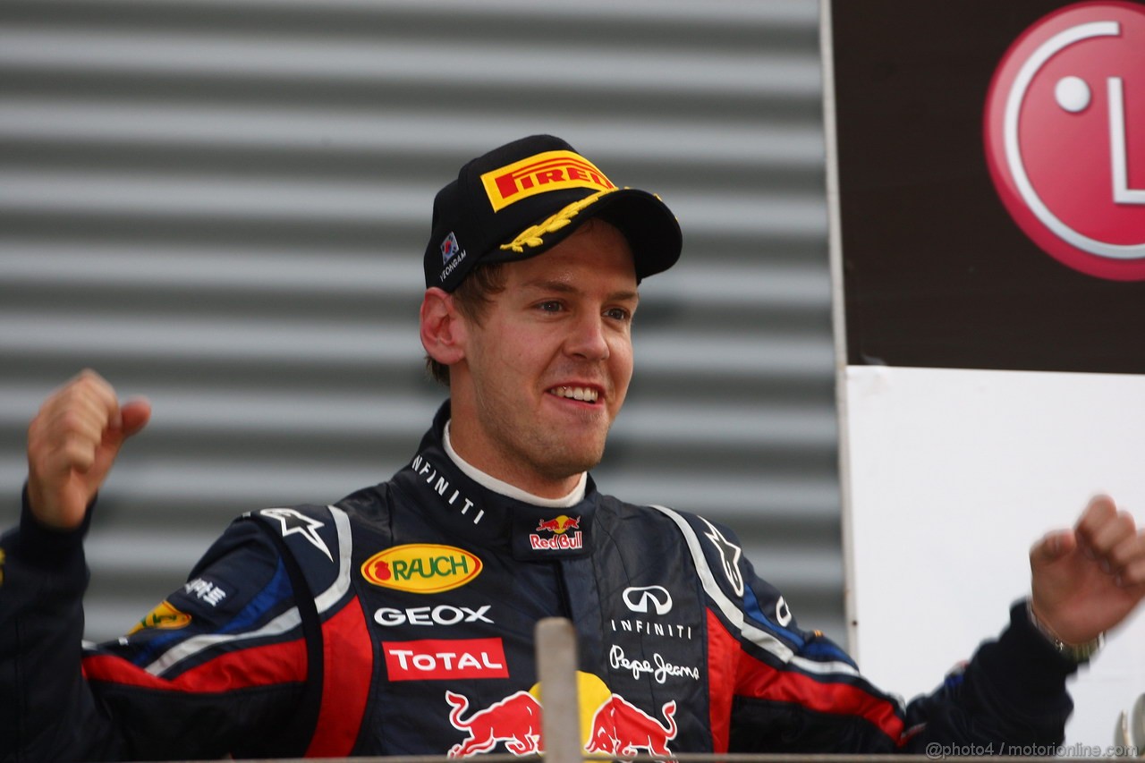 GP KOREA, 16.10.2011- Gara, Sebastian Vettel (GER), Red Bull Racing, RB7 vincitore 