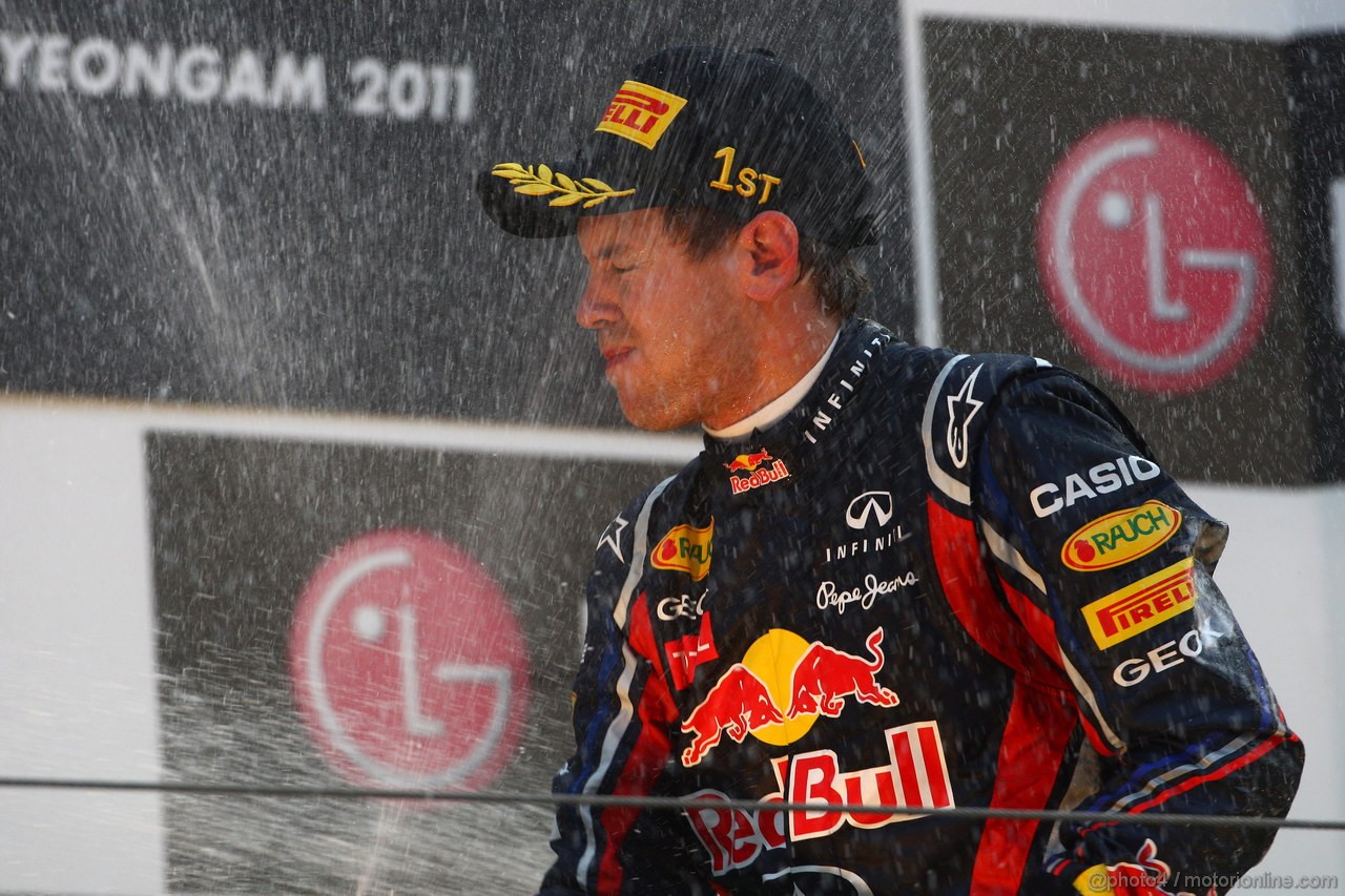 GP KOREA, 16.10.2011- Gara, Sebastian Vettel (GER), Red Bull Racing, RB7 vincitore 