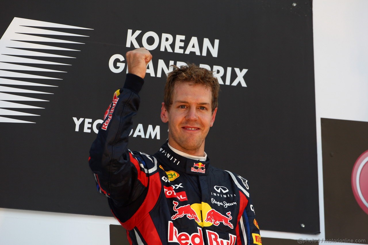 GP KOREA, 16.10.2011- Gara, Sebastian Vettel (GER), Red Bull Racing, RB7 vincitore 
