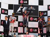 GP KOREA, 16.10.2011- Gara, Sebastian Vettel (GER), Red Bull Racing, RB7 vincitore, Lewis Hamilton (GBR), McLaren  Mercedes, MP4-26 secondo e Mark Webber (AUS), Red Bull Racing, RB7 terzo 