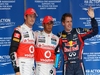 GP KOREA, 15.10.2011- Qualifiche, Lewis Hamilton (GBR), McLaren  Mercedes, MP4-26 pole position, Sebastian Vettel (GER), Red Bull Racing, RB7 secondo e Jenson Button (GBR), McLaren  Mercedes, MP4-26 terzo 