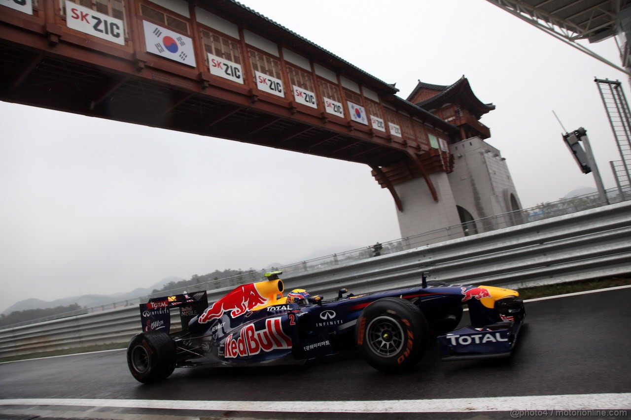 GP KOREA, 14.10.2011- Prove Libere 1, Venerdi', Mark Webber (AUS), Red Bull Racing, RB7