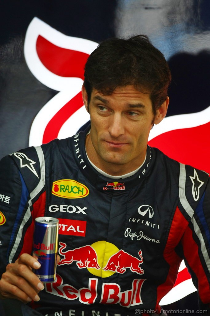 GP KOREA, 14.10.2011- Prove Libere 1, Venerdi', Mark Webber (AUS), Red Bull Racing, RB7